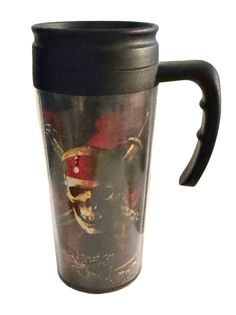 Disney Store Pirates of the Caribbean Skull Ride Travel Coffee Mug 7" Vintage Y2